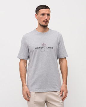 Brunello Cucinelli Серая футболка с принтом M0B138520