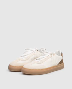 Brunello Cucinelli Бежеві комбіновані кросівки з ланцюжком моніль MZSFG3197