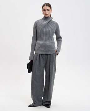 Victoria Beckham Сірий светр з вовною з логотипом 1425KJU006870A