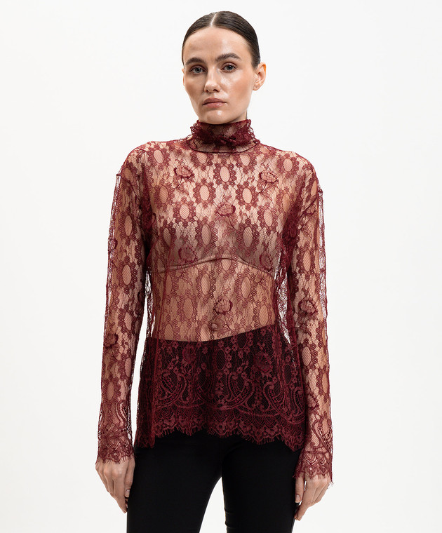 Dolce&Gabbana Бордовий топ з мережива F7BV7TILMDL зображення 2