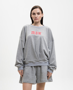 Solotre Серый меланжевый свитшот с вышивкой логотипа M1AB0151