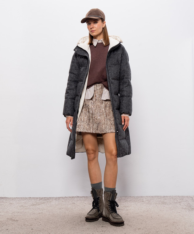 Brunello Cucinelli Серый пуховик с шерстью MD0029607 изображение 2