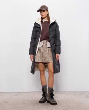Brunello Cucinelli Серый пуховик с шерстью MD0029607
