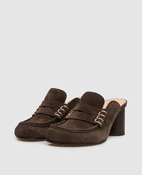 JW Anderson Коричневые замшевые мюли Loafer PU0037LA0364