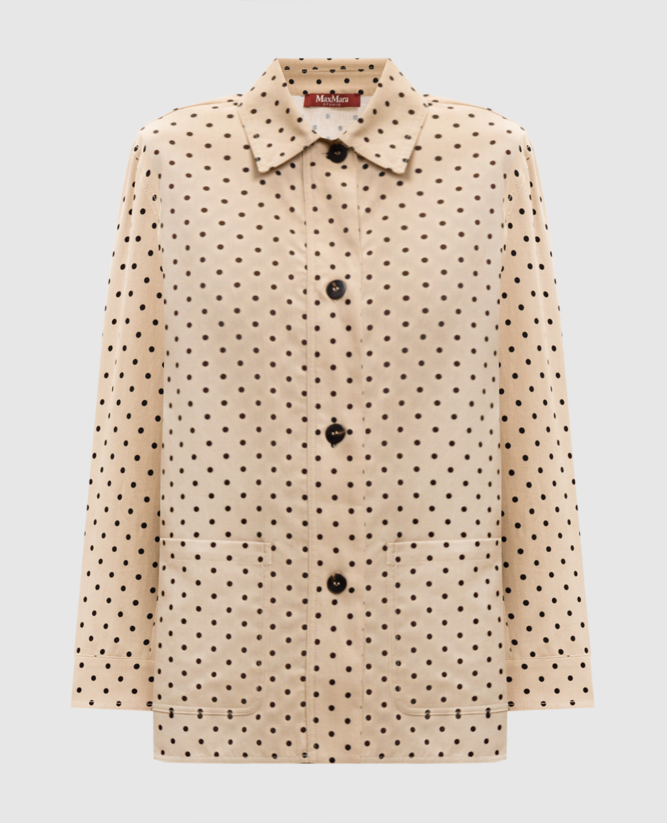 Коричневая рубашка с леном в горох