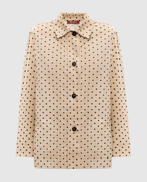 Max Mara Коричневая рубашка с леном в горох MSTPANINO