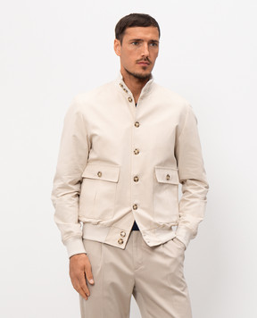 Pini Parma Бежевая куртка с льном BOMBERCOBEI