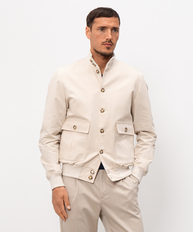 Pini Parma Бежева куртка з льоном BOMBERCOBEI зображення 3