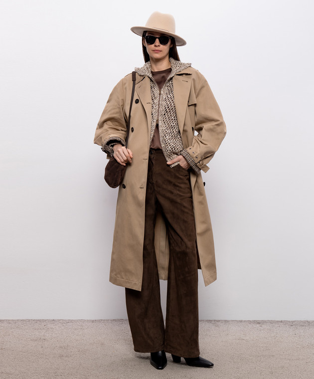Brunello Cucinelli Коричневый топ из шелка MPC59EH500 изображение 2