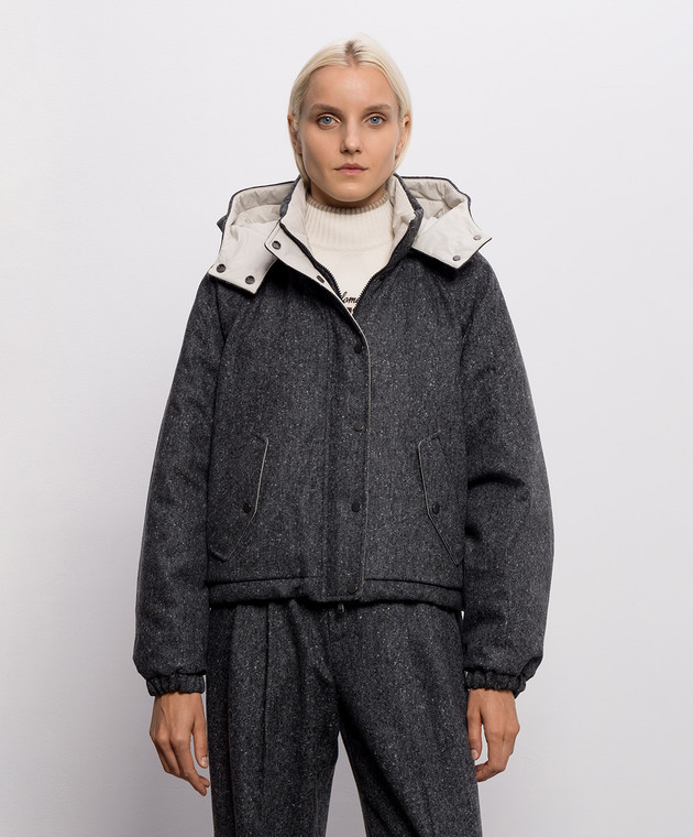 Brunello Cucinelli Серая пуховая куртка с шерстью MD0023657 изображение 3