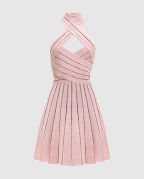 Balmain Розовое платье мини HF1R5203KK01