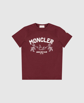 Moncler ENFANT Дитяча бордова футболка з брендовою вишивкою L29548C0000489AFV