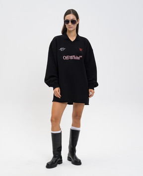 Off-White Чорна сукня з логотипом 2DF002F25FLE001