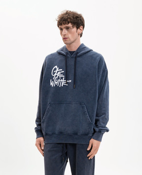 Off-White Синие худи с брендовым принтом 44MBB085S26F007