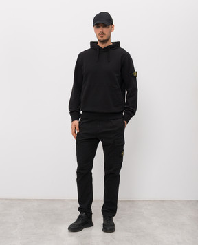 Stone Island Чорне худі з патчем логотипа L1S156100062S0051