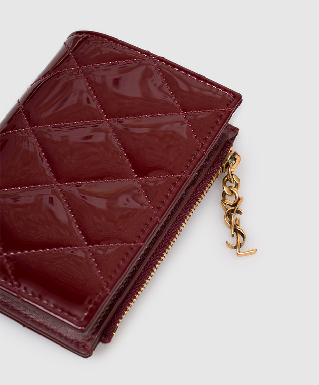Saint Laurent Бордове шкіряне лаковане портмоне CASSANDRE BIJOU 862438AAGGD зображення 4