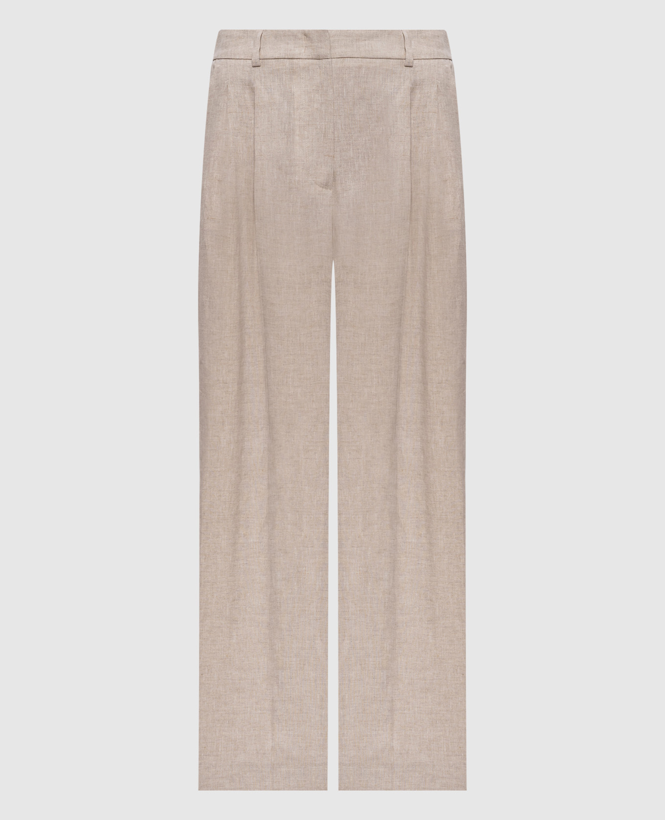 

Бежевые брюки из льна, Бежевый, Широкие брюки