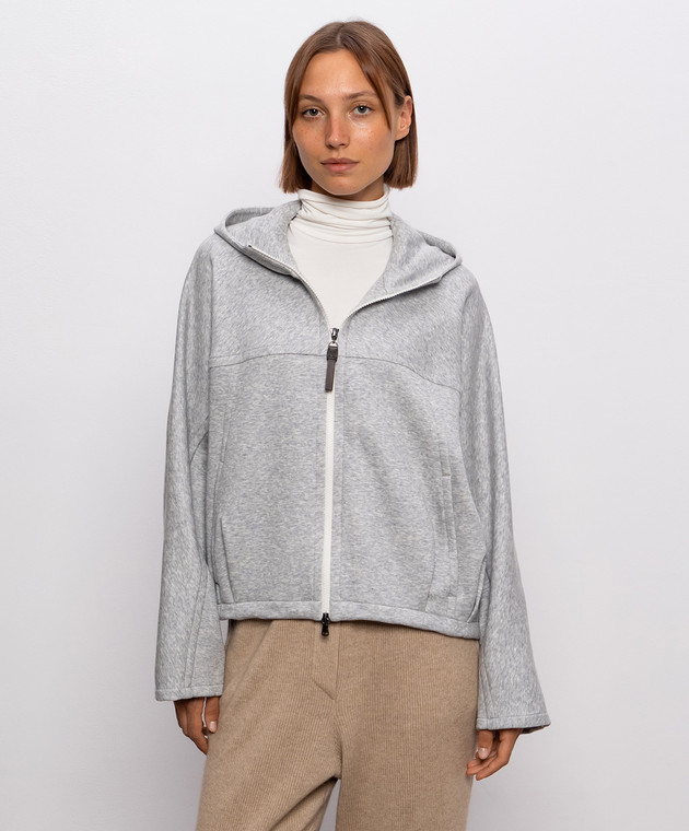 Brunello Cucinelli Серая меланжевая спортивная куртка MP991B2O06 изображение 2
