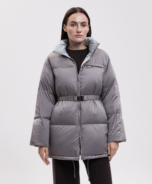Be Florence Серый пуховик с вышивкой эмблемы BE2618 изображение 3