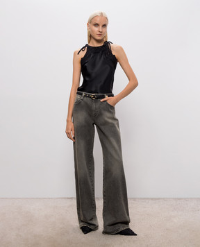 Ermanno Scervino Черный топ из шелка D492L351RNXE