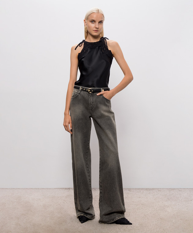 Ermanno Scervino Черный топ из шелка D492L351RNXE изображение 2