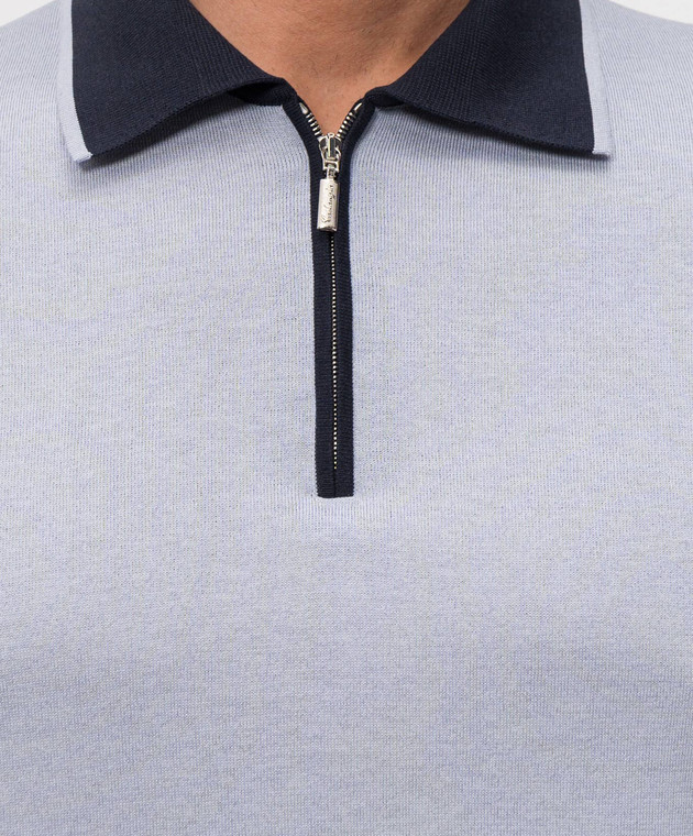 Castangia dal 1850 Сіре поло з шовком NCCA22MCE26 зображення 5