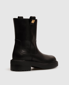 Giuseppe Zanotti Черные кожаные ботинки с брендовыми нашивками I670006