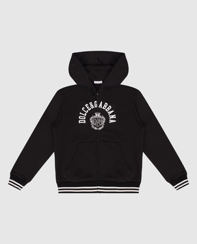 Dolce&Gabbana Дитяча чорна спортивна куртка з логотипом L4JWKLG7PTH46