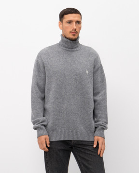 Sporty & Rich Серый свитер из шерсти с вышивкой монограммы WS08262302GY04