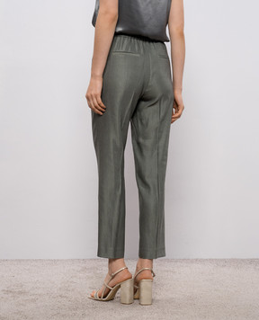 Peserico Зелені штани з льоном з ланцюжком P0417801921