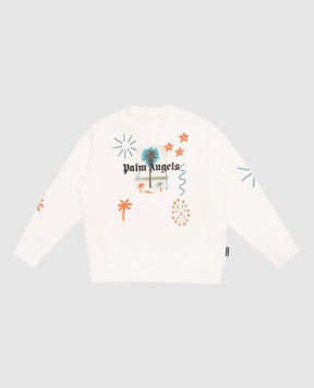 Palm Angels Детский белый свитшот с принтом F6PAJBSW096