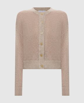 Brunello Cucinelli Бежевый кардиган с люрексом MBG775506