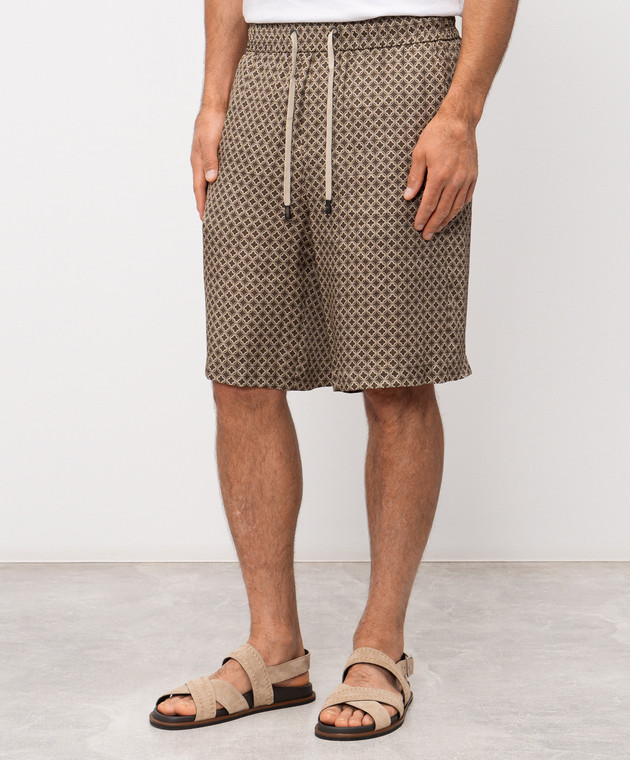 Peserico Коричневі шорти в принт емблеми R5423508191 зображення 3
