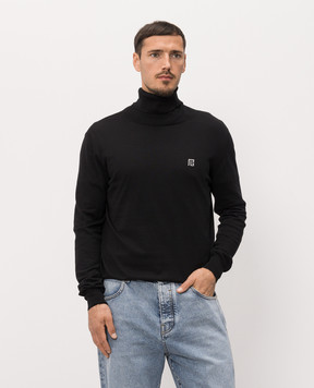 Balmain Чорний гольф із шовком з емблемою HH1KH050KJ53