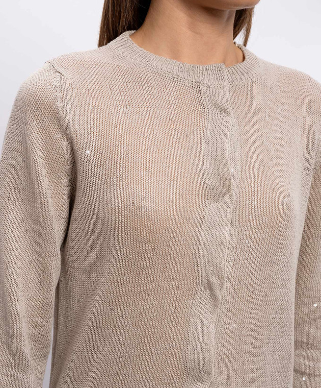 Brunello Cucinelli Бежевый кардиган из льна и шелка M10550216 изображение 5