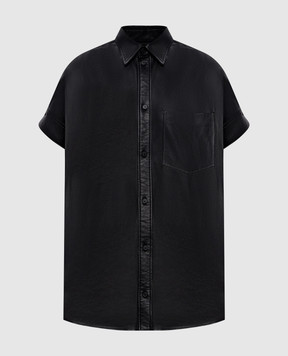 Balenciaga Чорна шкіряна сорочка з короткими рукавами 861044TLS06