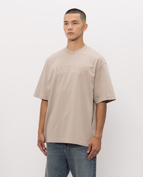 Off-White Бежева футболка з принтом логотипа 44MAA120S26J00H