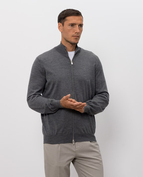 Brunello Cucinelli Кардиган сірого кольору з вовни та кашеміру M2400106