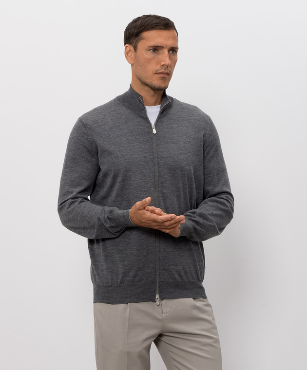 Brunello Cucinelli Кардиган серого цвета из шерсти и кашемира M2400106 изображение 3