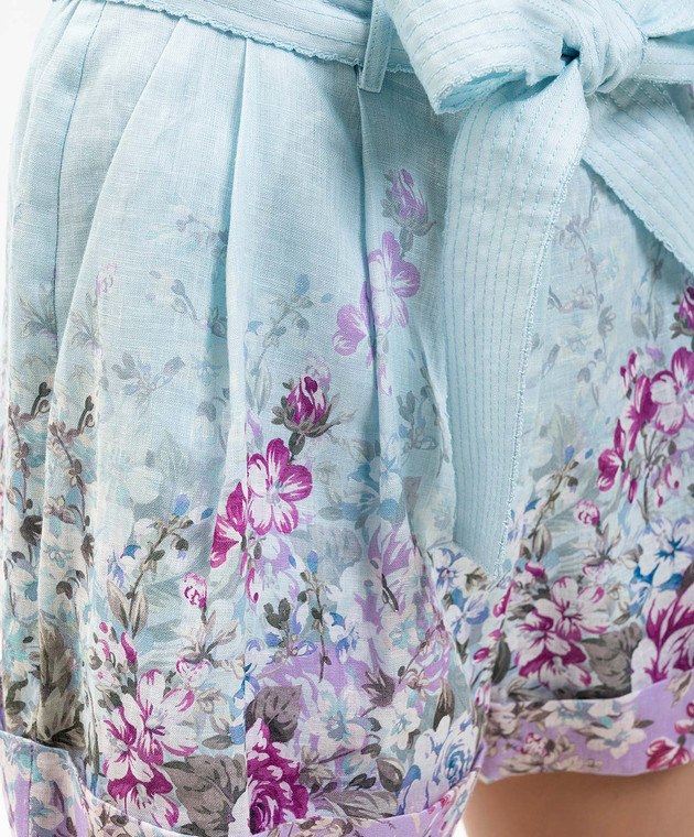 Christy Lynn Блакитні шорти Lola з льону в принт CLP26CF55 зображення 5