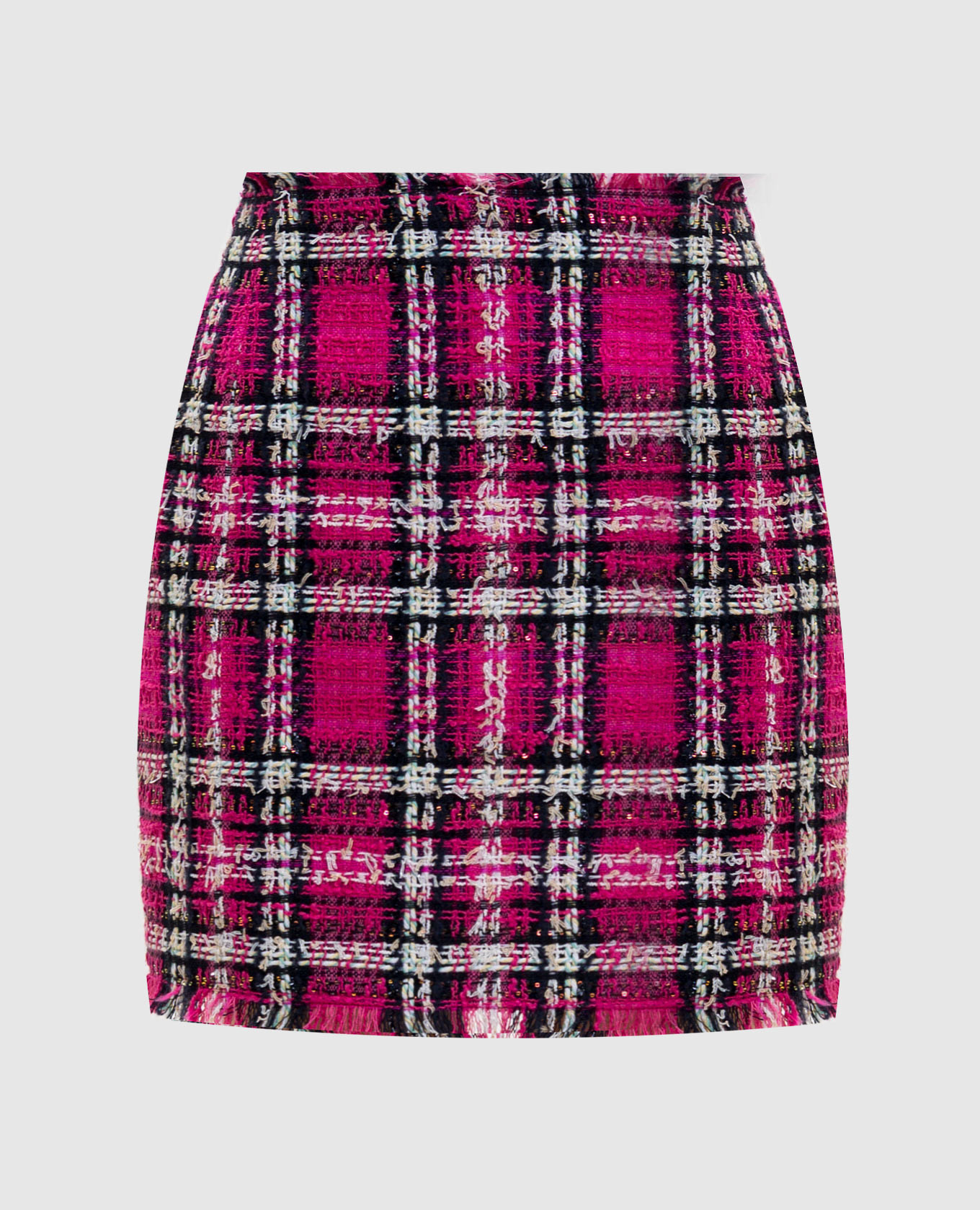 

Розовая твидовая юбка мини с шерстью, Розовый, Юбки прямые