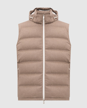 Brunello Cucinelli Коричневый пуховый жилет из шерсти MQ4631608