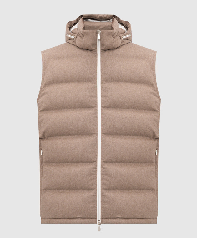 Brunello Cucinelli Коричневый пуховый жилет из шерсти MQ4631608