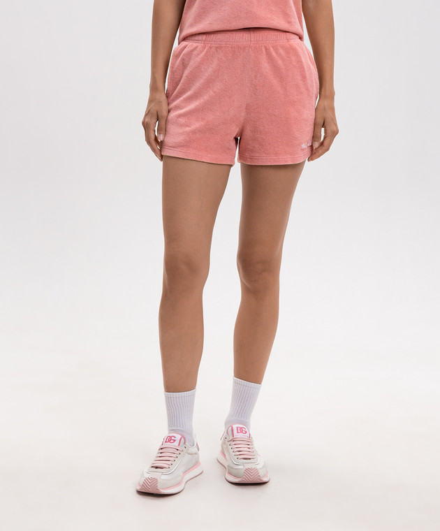 Sporty & Rich Розовые махровые шорты с вышивкой логотипа SH001712326PI22 изображение 3