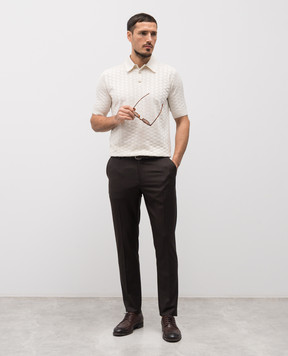 Dolce&Gabbana Біле поло із шовку у візерунок GXZ02ZJBSOF