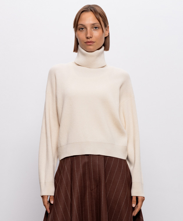 Brunello Cucinelli Бежевый свитер из шерсти, кашемира и шелка M16129313P изображение 3