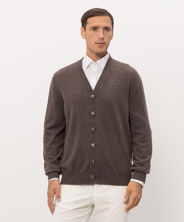 Brunello Cucinelli Коричневий кардиган з кашеміру M22203806 зображення 3