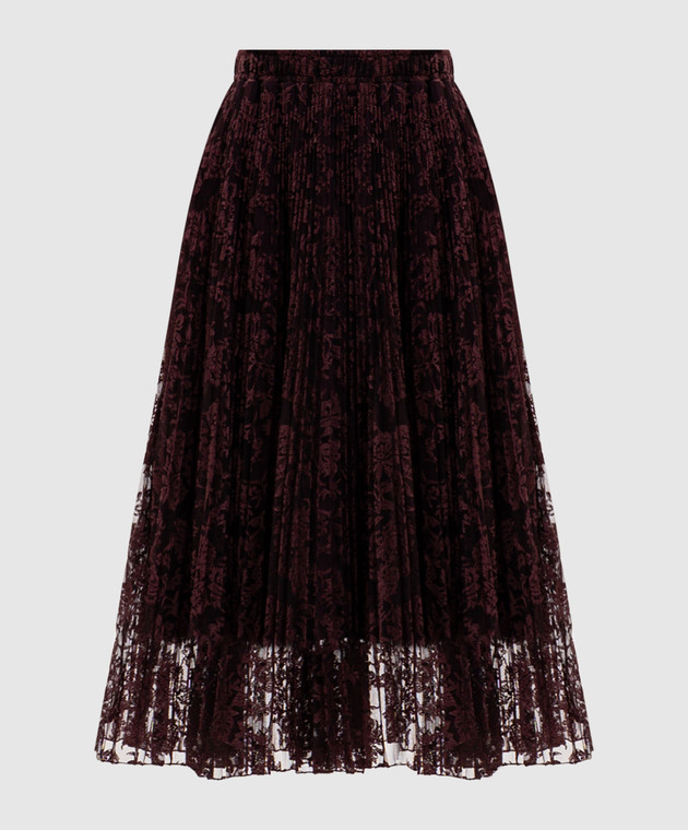 Ermanno Scervino Бордовая юбка с вышивкой D492O370EYF