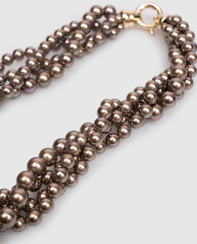 Madreperla Коричневые многослойные бусы с бусинами в виде жемчуга 212348