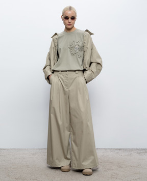 3.1 Phillip Lim Футболка кольору хакі з аплікацією S26110380PJB